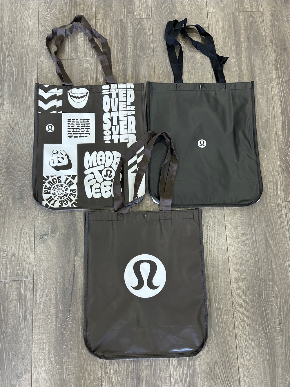 3xlululemon athletica Red reusable shopping Tote Bags -large size
